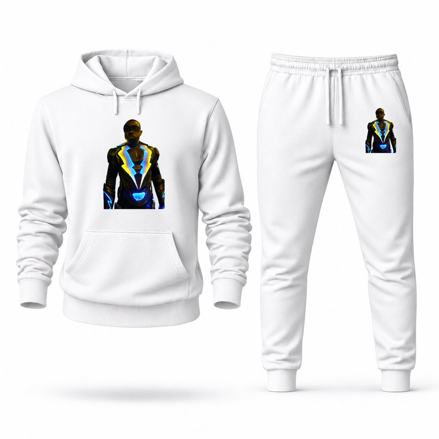 Men's Black Lightning Hoodie Joggers Set