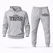 Men's Black Panther Hoodie Joggers Set in Grey; digital artwork placement mockup