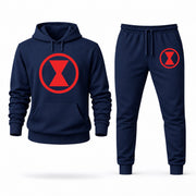 Men's Black Widow Hoodie Joggers Set - Navy digital placement mockup