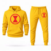Men's Black Widow Hoodie Joggers Set - Yellow digital placement mockup