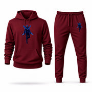 Men's Blue Beetle Hoodie Joggers Set - Burgundy digital placement mockup