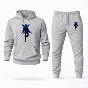 Men's Blue Beetle Hoodie Joggers Set - Grey digital placement mockup