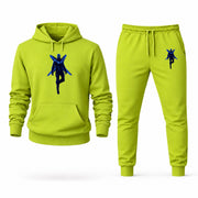 Men's Blue Beetle Hoodie Joggers Set - Lime Green digital placement mockup