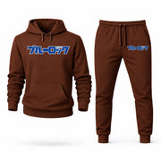 Men's Blue Lock Hoodie Joggers Set - Brown digital placement mockup