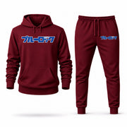 Men's Blue Lock Hoodie Joggers Set - Burgundy digital placement mockup