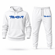 Men's Blue Lock Hoodie Joggers Set - White digital placement mockup