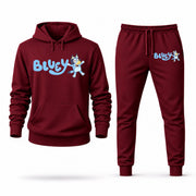 Men's Bluey Hoodie Joggers Set - Burgundy digital placement mockup