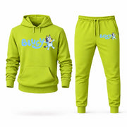 Men's Bluey Hoodie Joggers Set - Lime Green digital placement mockup