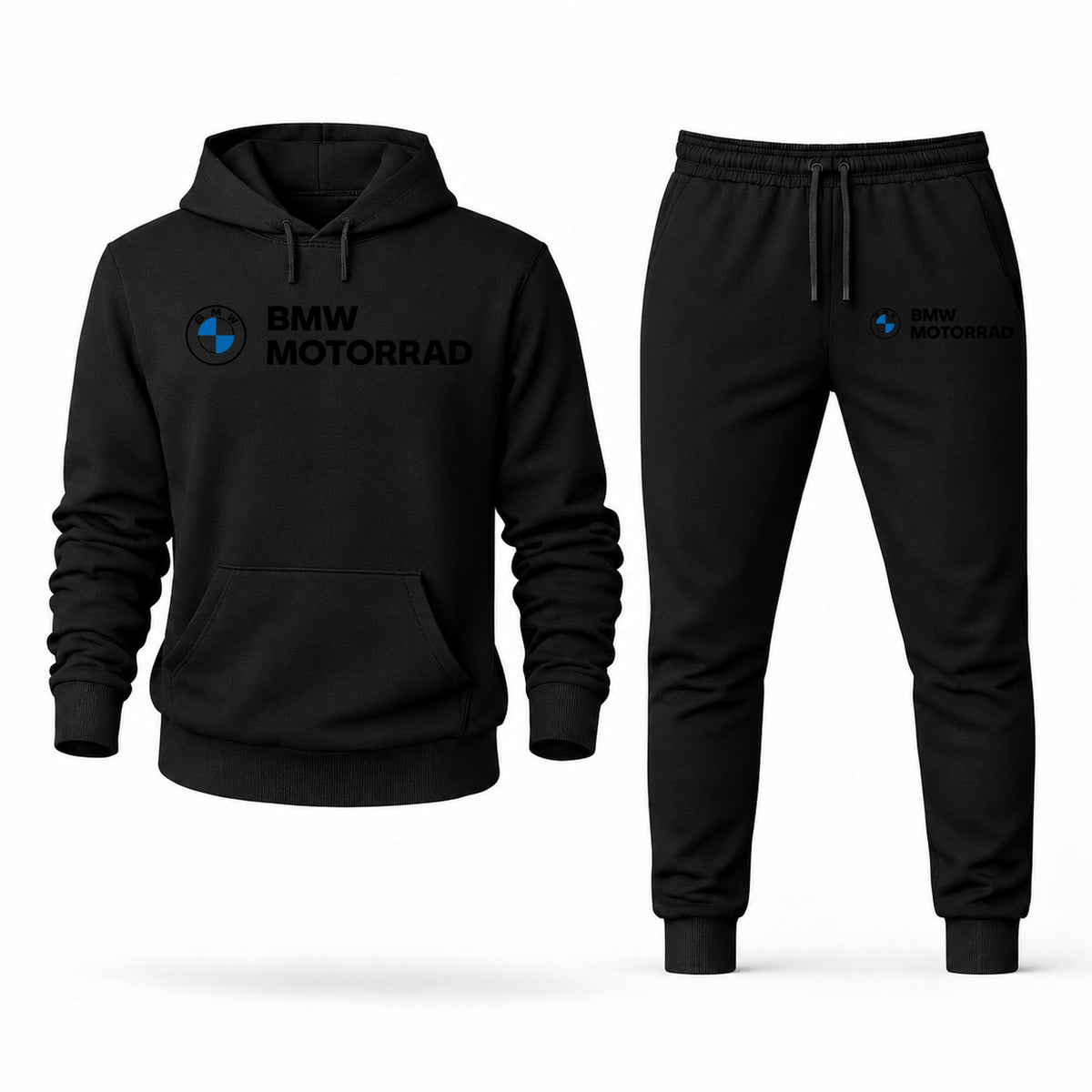 Men's BMW Motorrad Hoodie Joggers Set - Black digital placement mockup