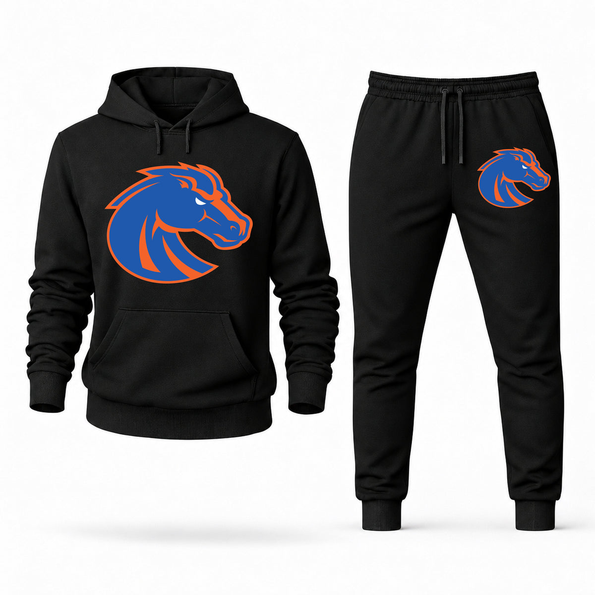 Men's Boise State Hoodie Joggers Set - Black digital placement mockup
