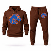 Men's Boise State Hoodie Joggers Set - Brown digital placement mockup