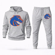 Men's Boise State Hoodie Joggers Set - Grey digital placement mockup