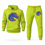 Men's Boise State Hoodie Joggers Set - Lime Green digital placement mockup