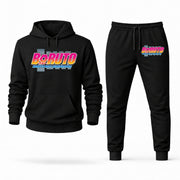Men's Boruto Hoodie Joggers Set - Black digital placement mockup