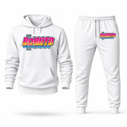 Men's Boruto Hoodie Joggers Set - White digital placement mockup