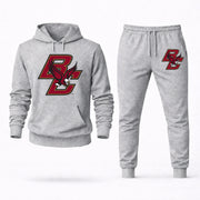 Men's Boston College Hoodie Joggers Set - Grey digital placement mockup