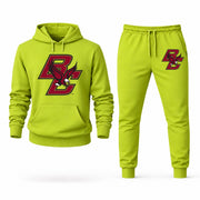 Men's Boston College Hoodie Joggers Set - Lime Green digital placement mockup