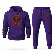 Men's Boston College Hoodie Joggers Set - Purple digital placement mockup