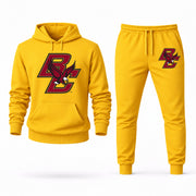 Men's Boston College Hoodie Joggers Set - Yellow digital placement mockup