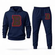 Men's Brown Hoodie Joggers Set - Navy digital placement mockup
