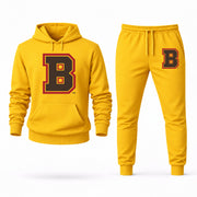 Men's Brown Hoodie Joggers Set - Yellow digital placement mockup