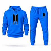 Men's BTS Hoodie Joggers Set - Azure digital placement mockup