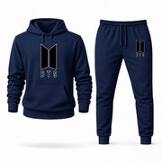 Men's BTS Hoodie Joggers Set - Navy digital placement mockup