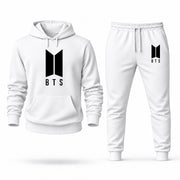Men's BTS Hoodie Joggers Set - White digital placement mockup