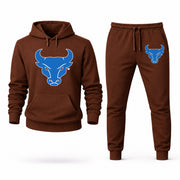 Men's Buffalo Hoodie Joggers Set - Brown digital placement mockup