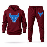 Men's Buffalo Hoodie Joggers Set - Burgundy digital placement mockup