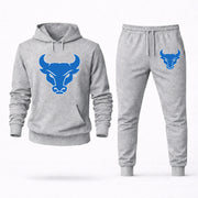 Men's Buffalo Hoodie Joggers Set - Grey digital placement mockup
