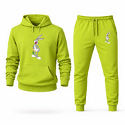 Men's Bugs Bunny Hoodie Joggers Set - Lime Green digital placement mockup
