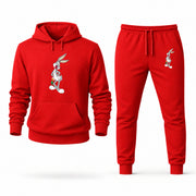 Men's Bugs Bunny Hoodie Joggers Set - Red digital placement mockup