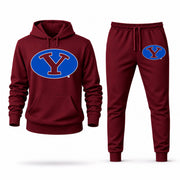 Men's BYU Hoodie Joggers Set - Burgundy digital placement mockup