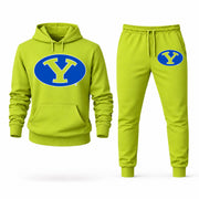 Men's BYU Hoodie Joggers Set - Lime Green digital placement mockup