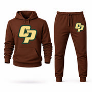 Men's Cal Poly Hoodie Joggers Set - Brown digital placement mockup