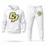 Men's Cal Poly Hoodie Joggers Set - White digital placement mockup