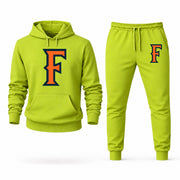 Men's Cal State Fullerton Hoodie Joggers Set - Lime Green digital placement mockup