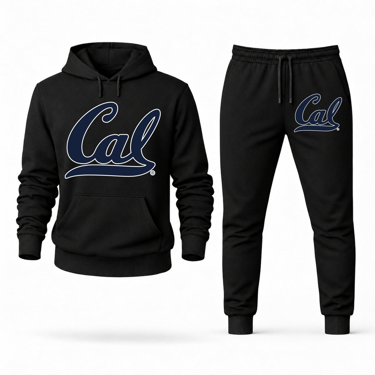 Men's California Hoodie Joggers Set - Black digital placement mockup