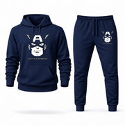 Men's Captain America Hoodie Joggers Set - Navy digital placement mockup