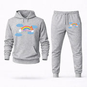 Men's Care Bears Hoodie Joggers Set - Grey digital placement mockup