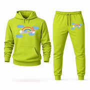 Men's Care Bears Hoodie Joggers Set - Lime Green digital placement mockup