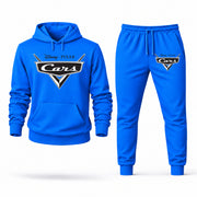 Men's Cars Hoodie Joggers Set - Azure digital placement mockup