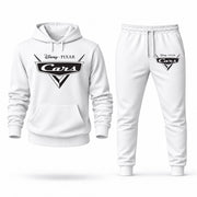 Men's Cars Hoodie Joggers Set - White digital placement mockup