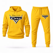 Men's Cars Hoodie Joggers Set - Yellow digital placement mockup