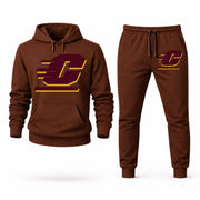 Men's Central Michigan Hoodie Joggers Set - Brown digital placement mockup