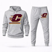 Men's Central Michigan Hoodie Joggers Set - Grey digital placement mockup