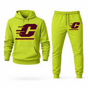 Men's Central Michigan Hoodie Joggers Set - Lime Green digital placement mockup