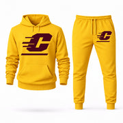 Men's Central Michigan Hoodie Joggers Set - Yellow digital placement mockup