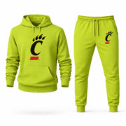 Men's Cincinnati Hoodie Joggers Set - Lime Green digital placement mockup